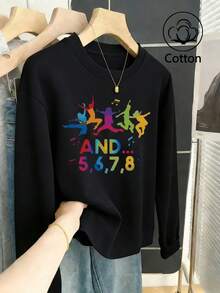 Nouveau sweat-shirt à manches longues confortable pour femme, idéal pour le printemps. Un cadeau parfait pour toutes les occasions : printemps, été, automne et hiver, ainsi que pour les fêtes comme la Saint-Valentin et l'Aïd el-Fitr. Convient pour l'été, le printemps, l'hiver, la Saint-Valentin, le Ramadan, le Carnaval, la plage, les soirées, la salle de sport, les mariages, les occasions élégantes, les vacances et les tenues décontractées. - Noir - Voir 1