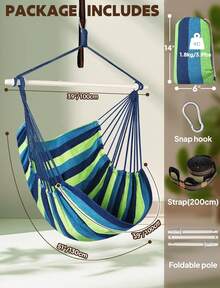 Hammock Chair Swing With Ropes - Maximum Weight Capacity 500 Lbs - Includes 2 Cushions - Steel Support Pole With Anti-Slip Rings - Suitable For Any Indoor Or Outdoor Space Unwind In Your Hammock Chair In The Bedroom, On The Patio, In The Courtyard, Or In The Garden. This Comfortable Chair Lets You Sit Suspended, Gently Swaying In The Breeze. (Available In Multiple Colors) - B - Xem 5