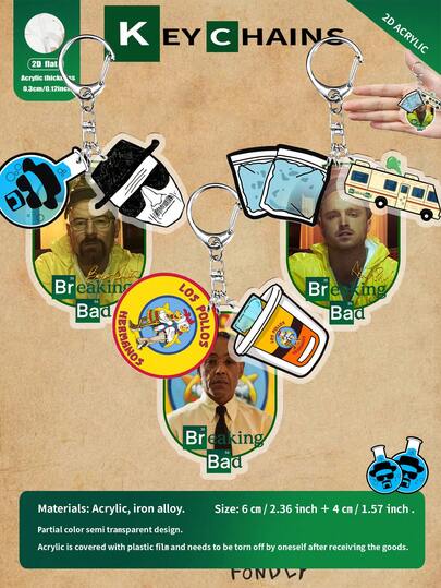 2D Acryl Schlüsselanhänger, Tasche/Auto Schlüsselanhänger Deko, Rucksack Accessoire für Studenten, klassisches Element Schlüsselanhänger, beidseitiger Acryl Schlüsselanhänger, geeignet als Geschenk für Familie, Freunde, TV-Serien Fans, Schauspieler Fans