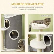 109cm Cat Tree With Scratching Post And Cat Cushion, Sisal Posts, Modern White And Grey Design For Cat Lovers - White + Gray - View 4