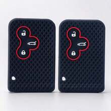 高级硅胶遥控钥匙套 | 兼容雷诺风景/Clio/Logan/梅甘娜2/梅甘娜3/科雷傲 | 防刮防摔防尘钥匙扣保护套 | 精准按键开孔，无信号干扰，柔韧防滑钥匙壳 - 黑色的 - 查看 3