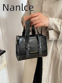 New Casual Women's Handbag, Korean Fashion One Shoulder Crossbody Bag, Large Capacity Chic Minimalist Tote - Black - View 1