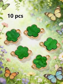 5/10/20/30/50/100/200/300/400/500pcs Multi-Color Elegant Quatrefoil Flower Double Hole Pendant, Suitable For DIY Necklace, Bracelet, Earring, Key Chain, Phone Charm, Couple Gift Jewelry Making - Five-petal Flower - View 15