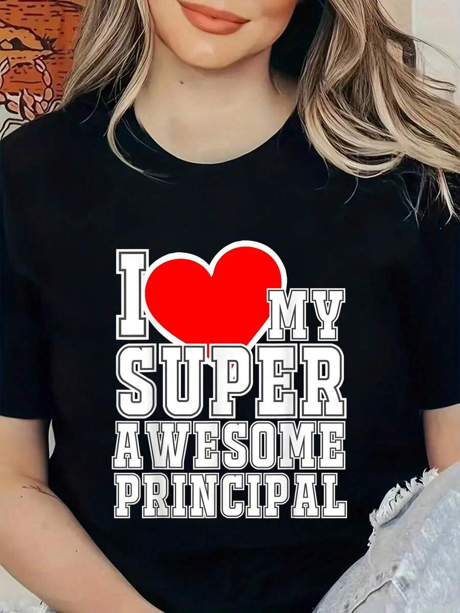 Me Encanta Mi Increíble Maestro Principal, Camiseta de Regalo para Hombres, Mujeres y Niñas, Camisetas con Estampados para Mujeres - Negro - Ver 1