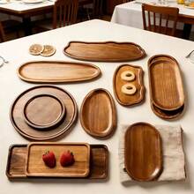 Einzigartige asymmetrische Holztabletts, asymmetrisches Design, geeignet für Kaltplatten, Käse, Obst, Sushi und Heimdekoration - massive Holz Lebensmittel Präsentationstabletts, ideal für Zuhause, Restaurant und Outdoor Camping, Servierplatten, Küchenutensilien, perfektes Einweihungs- oder Neujahrgeschenk, geeignet für verschiedene Anlässe, ganzjährig - Braun - Übersicht 2