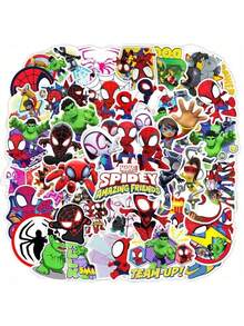Marvel 50pcs, Interesting Spider Man Stickers, Cute Spider Man Stickers, Beautifully Decorated Small Stickers For Anime And Movie Peripherals, Suitable For Smartphones, Indoor Room Decoration, Laptops, Water Bottles, Notebooks, Bumpers, Skateboards, Phone Cases And Back To School Decoration, Parties. Decorative Stickers Are Suitable For Various Scenarios And Scratch Resistant (Some Styles Are Random) - Multicolor - View 1