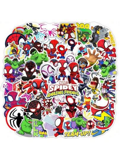 Marvel 50pcs, Interesting Spider Man Stickers, Cute Spider Man Stickers, Beautifully Decorated Small Stickers For Anime And Movie Peripherals, Suitable For Smartphones, Indoor Room Decoration, Laptops, Water Bottles, Notebooks, Bumpers, Skateboards, Phone Cases And Back To School Decoration, Parties. Decorative Stickers Are Suitable For Various Scenarios And Scratch Resistant (Some Styles Are Random)