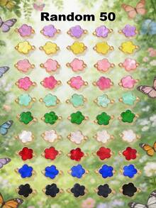 5/10/20/30/50/100/200/300/400/500pcs Multi-Color Elegant Quatrefoil Flower Double Hole Pendant, Suitable For DIY Necklace, Bracelet, Earring, Key Chain, Phone Charm, Couple Gift Jewelry Making - Five-petal Flower - View 25