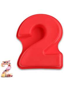 Molde de pastel numérico del 0 al 9 - Molde de pastel de silicona de 10 pulgadas con dígitos, molde de pastel 3D grande de silicona, molde con forma numérica específica, herramienta de decoración, herramienta de horneado antiadherente para galletas y chocolate, adecuado para cumpleaños, bodas, aniversarios y fiestas festivas - Rojo - Ver 10