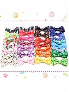 3/12件装多色D布艺宠物领带 - 可爱爪印/骨头图案及其他印花图案，适合狗狗和猫咪节日装扮，可爱风格宠物拍照道具，生日派对/节日庆典宠物时尚搭配 - 彩色 - 查看 5