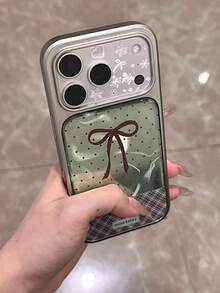 复古绿色波浪蝴蝶结手机壳，适用于 17/17 Pro Max、新款16 Pro，兼容 13/14/15 Pro Max，防摔手机壳，女士适用 - 綠色 - 查看 3