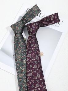 1pc Men's Fashion Casual Versatile Leaf Pattern Necktie, Suitable For Daily Wear, Party, And Banquet - Multicolor - View 1
