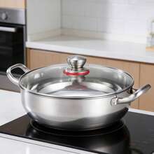 32cm Uncoated Stainless Steel Wok, Induction Cooktop Compatible, & , With Glass Lid, 3-Ply Stainless Steel, 316 Stainless Steel - No Coating - View 5