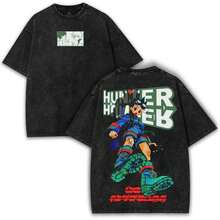 Super Value Hot  Washed T-Shirt Gon HXH Wild Hunter Boy – Vintage Washed Tee With Green Aura Fighter Graphic, Hunter Anime Inspired Streetwear & Retro Shonen Aesthetic, The Best Gift For Friends X1S0001 - màu đen - Xem 12