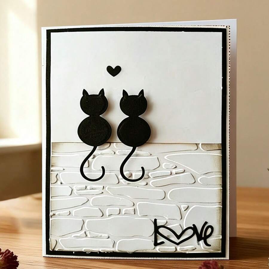 Creative Cat Dies, DIY Scrapbooking Album And Embossing Stencil, Greeting Card Making Tool, Card Paper Cutting Crafts ,Gift Card Making Template Die Cuts. - Silver - View 1