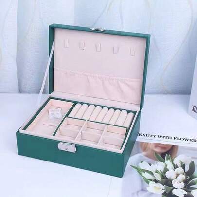 Large-Capacity Double-Layer Jewelry Box With Lock Jewelry Box Storage Box Makeup Storage Box Jewelry Storage Box