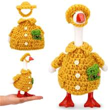 Desk Goose Outfits For 7inch Goose, Raincoat Style Cute Yarn Raincoat And Hat, Mini Goose Outfits - Yellow - View 8