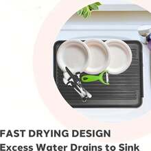 1 Durable Sink Underlay - Waterproof Drip Pad Liner For Kitchen And Bathroom Cabinets, Easy-To-Clean Storage Solution, Flexible And Durable Non-Slip Coaster Cutlery - Waterproof Mat, Hygienic , Black/White - 1 Piece - Black - View 7