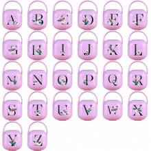 Pp Pacifier Box Portative Storage Nipple Holder With Handle Sterilizable Dustproof Eething Stick Teat Case Personal Item Organizer Travel Essential Initial Name 26 Letters Pattern Green Colour Random Shipment - Pink - View 6