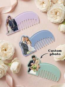 1pc Personalized Acrylic Comb,Custom Photo Hair Comb,Travel Comb,Wide Tooth Comb,Wedding Bridesmaid Gift,Birthday Gift,Bridal Party Gift,Personalized Acrylic Hair Comb, Pocket Wide Tooth Comb, Bridesmaid Gift - Multicolor - View 1