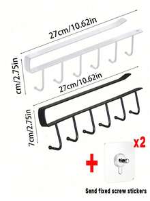 6 Hook Coffee Cup Mug Holder Black White Hooks Shelf Multifunction Kitchen Cabinet Sundries Organizer Storage Hanger - Multicolor - View 3