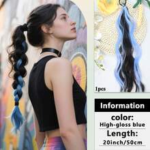 1pc-Colored Ponytail Hair Extensions, Wrap-Around Ponytail Hairpieces, Add Volume To Your Hair, Allow For DIY Styling, And Are Versatile For Braiding And Updos. A Fashionable Hair Accessory Suitable For Girls To Wear On Various Occasions. - Multicolor - View 15