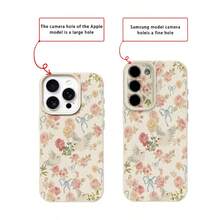 1 pieza Funda de teléfono suave y protectora con cobertura completa, antideslizante, de material TPU con diseño de pajarito blanco con lazo floral rosa, compatible con iPhone 17 Pro Max/17/16 Pro Max/15/13/12/11, S20 FE/A15/S24/A55, Note 11/Note 12/Note 13 Pro, versión internacional, no la versión nacional - Blanco - Ver 7