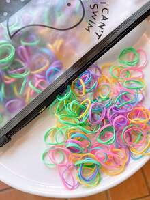 Kit Of 1500 Silicone Hair Elastics With Bag – Colorful Hair Ties/Durable Bands For Hairstyling And Daily Use - Colorido - 查看 5