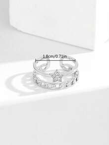 1 chiếc/3 chiếc/bộ nhẫn trang trí hình ngôi sao năm cánh bằng đồng khảm đá Zirconia, phụ kiện trang trí tiệc, quà tặng cho gia đình và bạn bè, phụ kiện trang sức. - Nhiều màu - Xem 3