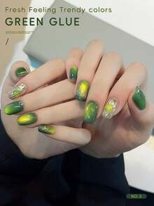 XEIJAYI 1瓶15毫升绿色猫眼甲油胶，UV/LED灯固化，持久速干美甲凝胶 - 女士理想礼物 - 綠色 - 查看 7