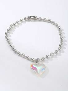 1pc Fashion European And American Punk Minimalist Heart Thick Chain Pendant Necklace, Couples Necklace - NZ2900 - View 5