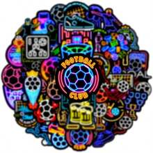 50 Pcs Neon Soccer Stickers - Waterproof Vinyl Sports Stickers Skateboard, Laptop, Fridge, Phone Luggage Assorted Neon Soccer Designssoccer - 50 - Neon Football-50 - View 9