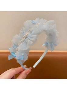1pc Girl's Birthday Crown Headband, Photo Prop Accessory, Princess Hair Clip - Blue - View 7