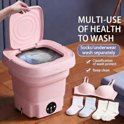 EdvElla Lavadora Compacta, Máquina de limpieza para vehículos, fácil de almacenar, eficiente en espacio, ideal para hogar y viajes, lavado individual para lencería, medias y otras prendas, regalo para el Día de la Madre, obsequio para mamá en el Día de la Madre Elige entre 3 colores: rosa, morado, verde
