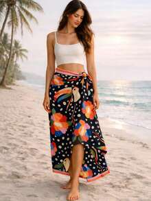 Women's Tropical Beach Cover-Up - Brazil Collection - Holidays, Party, Elegant, For Going Out - Composite Fabric - Beach Cover-Up - Beach, Holiday, Wedding, Vacation, Bachelorette Party, Trip, Summer - 紅大嘴鳥 - 查看 1