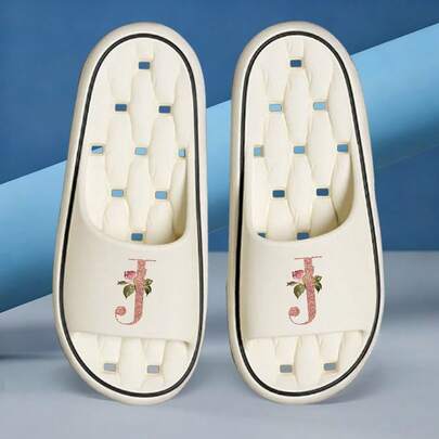 EVA速干透气拖鞋，男女通用室内防滑人字拖，夏季沙滩凉鞋，26字母图案，必备旅行配件