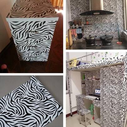 1 Rollo de papel tapiz autoadhesivo, diseño moderno con patrón de cebra, fácil instalación, despegar y pegar, textura de cuadrícula, patrón de rayas de moda, adecuado para decoración de oficina y hogar, sala de estar, renovación de muebles de dormitorio, 60 cm x 300 cm, revestimiento de pared