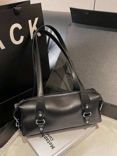 Korean Fashion High-Capacity Underarm Bag, Stylish Minimalist Bowling Bag, Chic Shoulder Bag For Commuting