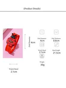 Đồng hồ đeo tay trẻ em hoạt hình họa tiết bọ rùa dễ thương. - Đỏ - Xem 4