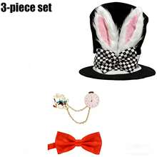 3pcs Easter Bunny Costume Set - Plush White Rabbit Top Hat, Pocket Watch, Bow Tie, No Battery Required - Ideal For Easter, Halloween And Christmas Costume Parties - Multicolor - View 5