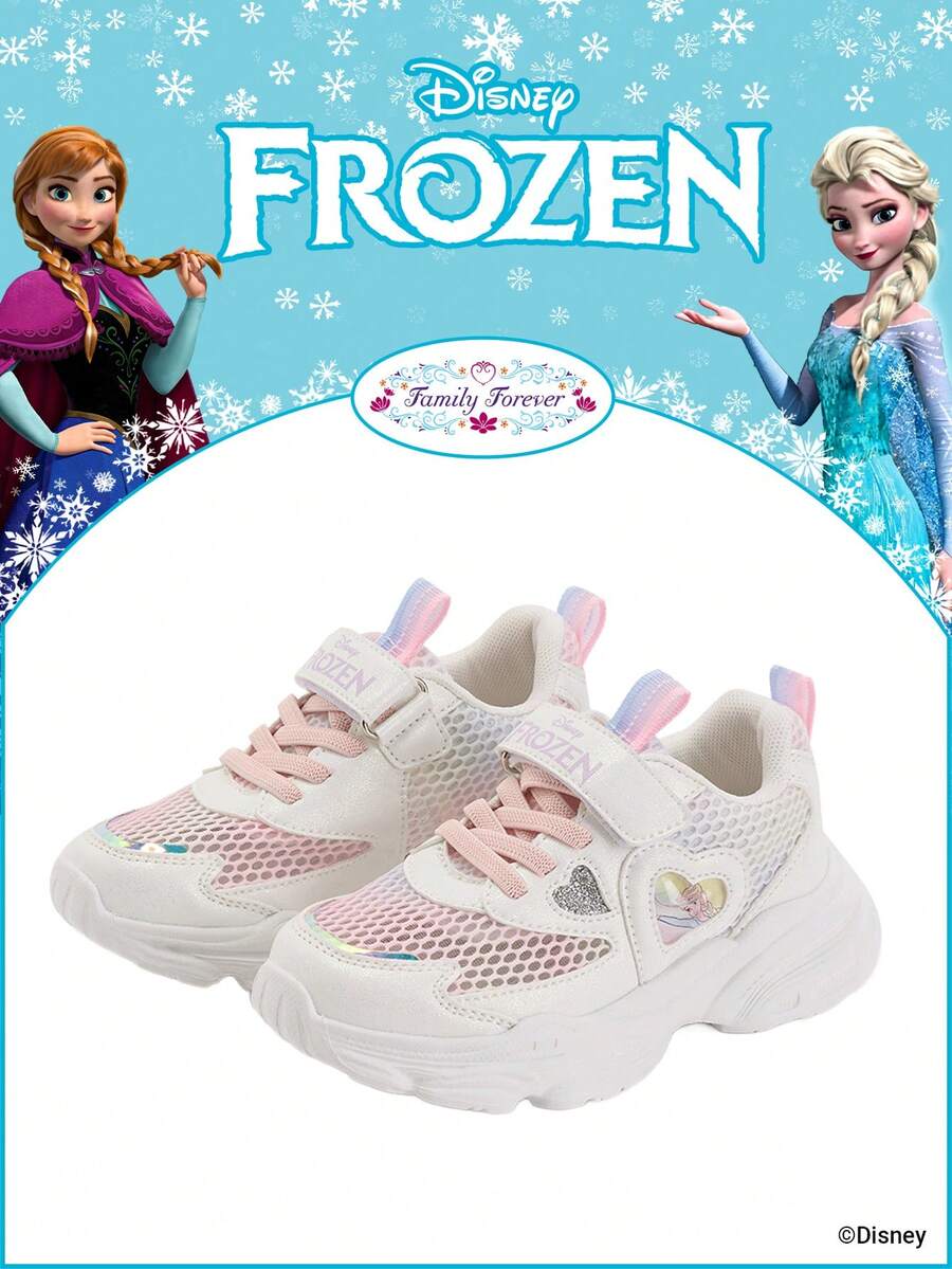 Disney 1 Pair Frozen Authorized Collaboration Children's Sports Shoes, Including Elsa Princess, Anna Princess And Arendelle Princess Sports Shoes, Suitable For Daily, Holiday Sports And Outdoor Wear. Comfortable, Non-Slip, Breathable Soles. - Baby Pink - View 1