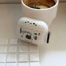 苹果4/4代降噪耳机保护套，卡通音乐黑猫设计，兼容 Pro 2/Pro，防摔1/2/3代IMD耳机保护套 - 白色 - 查看 4