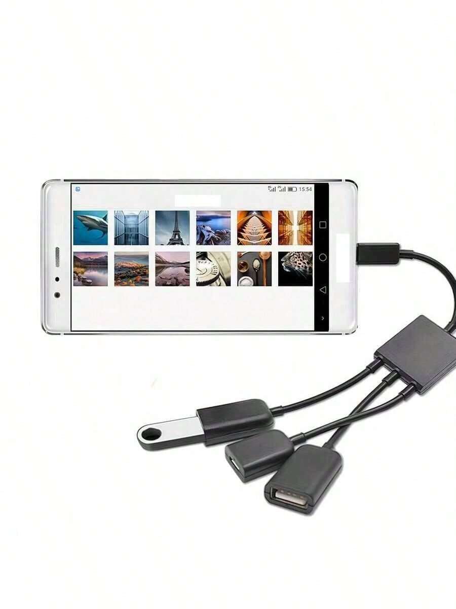 快速充电 USB-C 集线器 OTG 适配器 多功能 OTG 适配器数据传输线 安卓 Type-C 手机平板电脑连接 键盘鼠标 办公 USB 驱动器集线器 三合一 OTG 适配器 USB 高速分线器扩展坞 Type-C 集线器 适用于笔记本电脑、路由器、相机、打印机、小型风扇、台灯等直流端口设备 多功能充电线 兼容多种设备 即插即用 车载充电 便于携带 春季礼物 - 黑色 - 查看 1