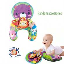 Soft Crescent-Shaped Infant Support Pillow With Animal Design, Rattle And Sound Toy, Suitable For Newborns And Above For Sensory Development - Multicolor - View 9