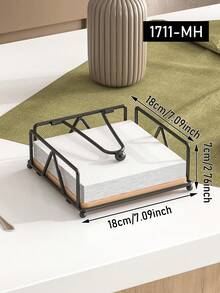 1个金属木质餐巾架，方形加重臂餐巾分配器，适用于餐厅、厨房和接待处。 - 彩色 - 查看 3