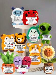 1 pieza Figura decorativa de escritorio hecha a mano a ganchillo, diseño de animal y planta de ciencia ficción, regalo de cumpleaños, Día de la Madre, Día del Padre para familia, amigos, compañeros de trabajo, emociones positivas, graduación, fiestas y eventos - Multicolor - Ver 2