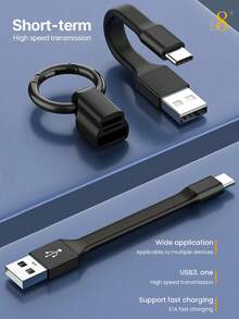 可爱钥匙扣式D8 USB-C钥匙扣数据线，10厘米短款USB-A转USB-C数据线，3A快充，480Mbps数据同步线，便携式迷你充电器，适用于移动电源，小巧精致的钥匙扣数据线，时尚百搭，适合日常使用和旅行，兼容 17/16/16 Pro/16 Pro Max/15/15 Pro/14/13/12/11/XS/XR/X/8，三星手机适用，妇女节礼物 - 彩色 - 查看 4