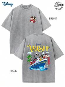 Mickey And His Friends Cruise T-Shirts, Family Vacation T-Shirts, Disney Wish Cruise Family Shirts 2026., Summer Outfits, Graphic Tees Men, 230G Washed High-Quality Cotton Printed T-Shirts, Mickey And His Friends Cruise Clothing, Disney Travel Shirts, Disney World, Disney Cruise T-Shirts - 灰色 - 查看 1