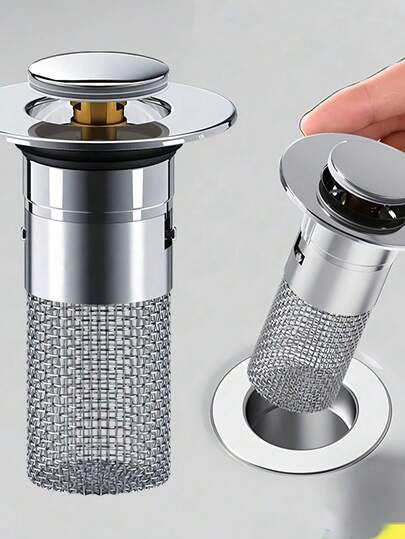 Colador de drenaje de acero inoxidable para fregadero de cocina, tapón de drenaje de fregadero de baño con atrapapelos, filtro de drenaje, protector de drenaje, accesorios de fregadero de baño y cocina