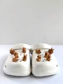 5个/10个水豚鞋饰，卡通动物百搭沙滩ABS塑料鞋饰，可爱卡通简约时尚多功能鞋配件，适用于凉鞋、木屐、DIY - 棕色 - 查看 6